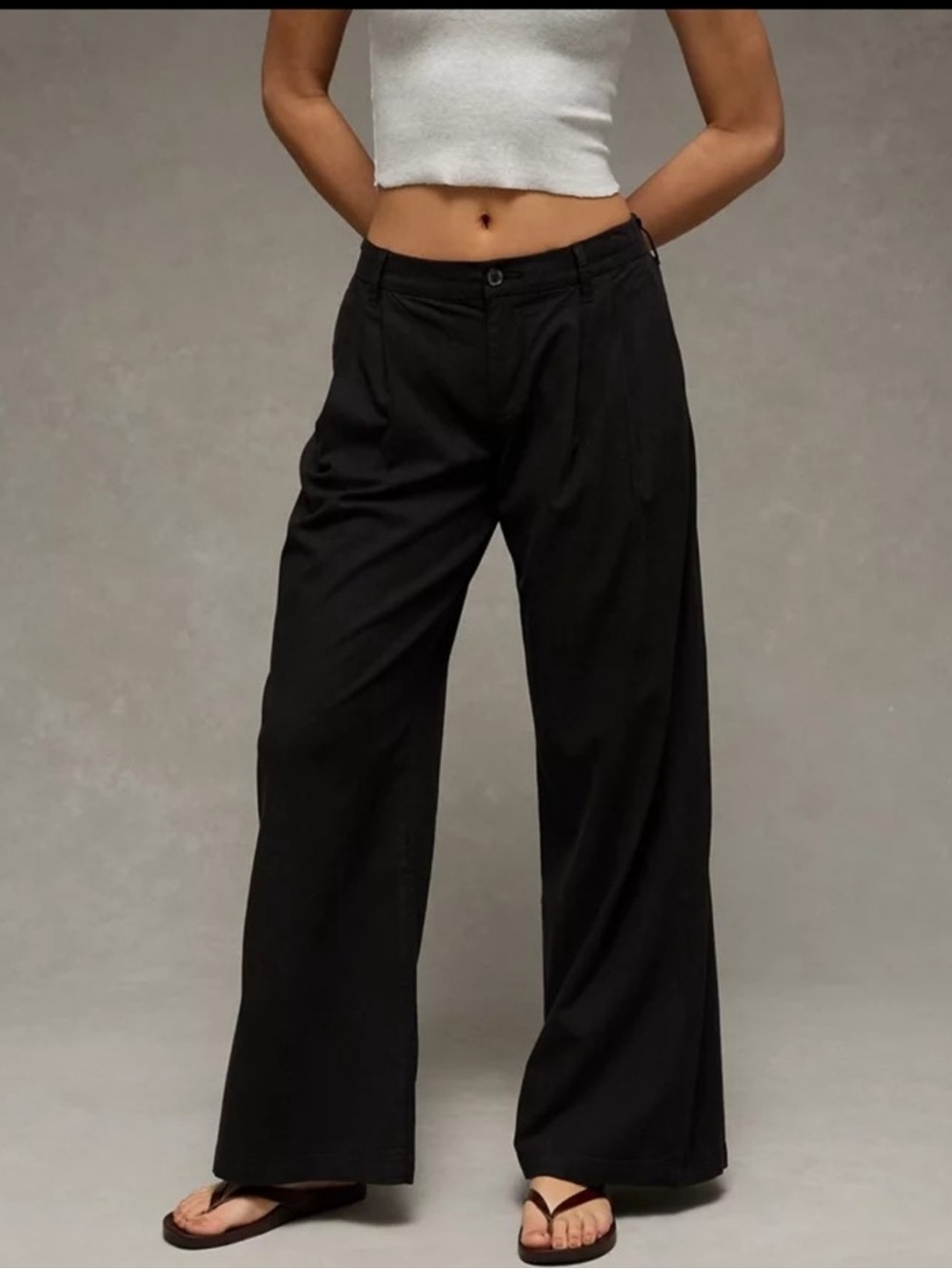 American Eagle Outfitters Black Wide-Leg Trousers Size 10